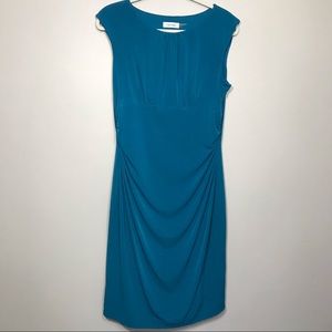 Calvin Klein Blue Turquoise Sheath Slip Midi Dress